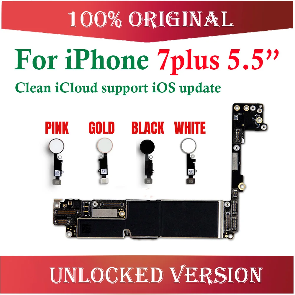 128 ГБ для iphone 7 Plus материнская плата, оригинальная разблокированная материнская плата для iphone 7 5,5 дюймов без/с сенсорным ID 32 Гб 256 ГБ