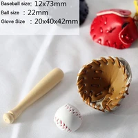 3pcsset 112 dollhouse mini baseball bat glove and ball model game ornaments mini simulation sports goods dollhouse accessories