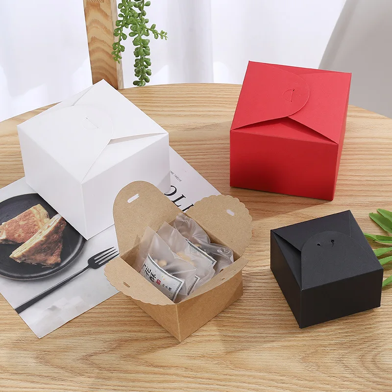 Коробки подарочные из крафт-бумаги 9x9x6 см 12x12x9 коричневые/красные/белые/черные