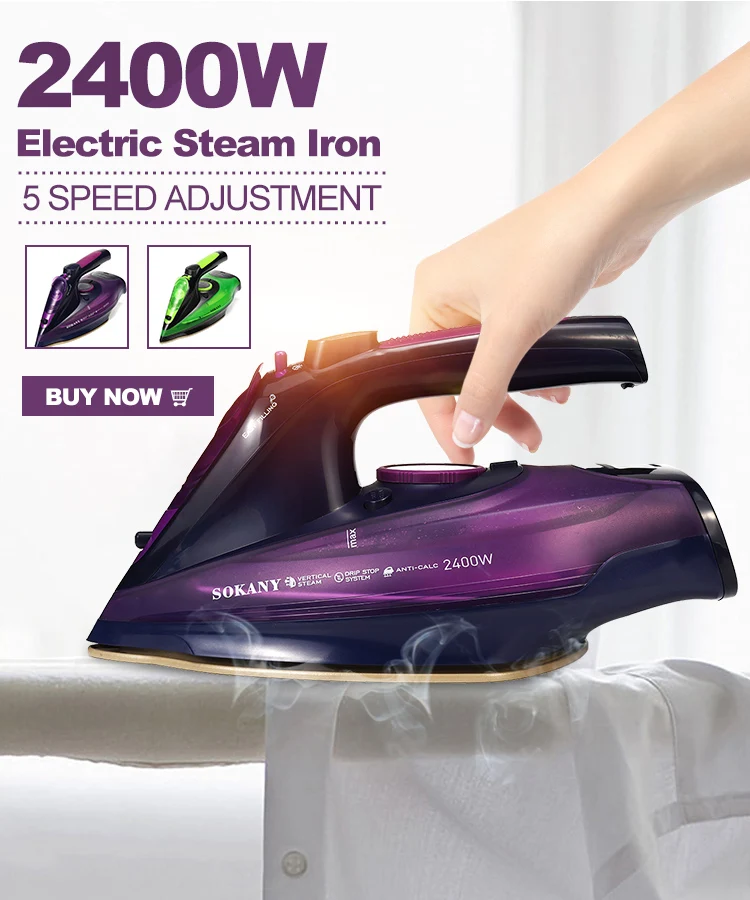 

2400W 220V Cordless Electric Steam Iron 5 Temperature Adjust Spray Steam Iron Ceramic Coating Soleplate Steamer Clothes Ironing