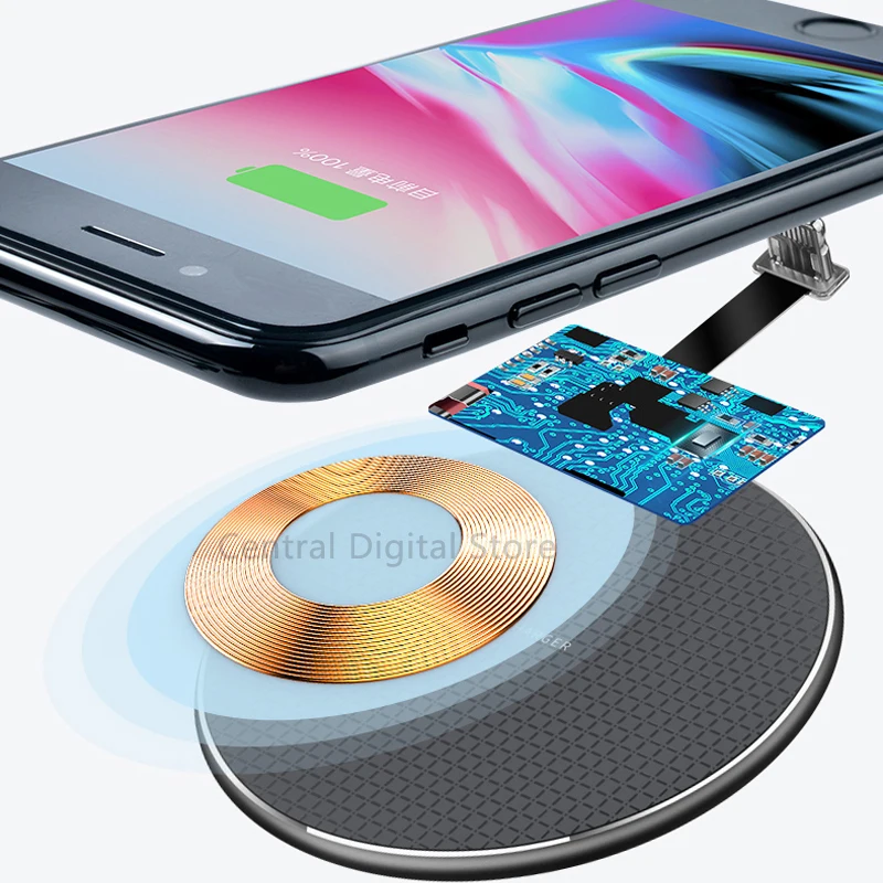 Универсальный беспроводной зарядный приемник Qi 5 Вт модуль адаптера для iPhone 7 6 6S
