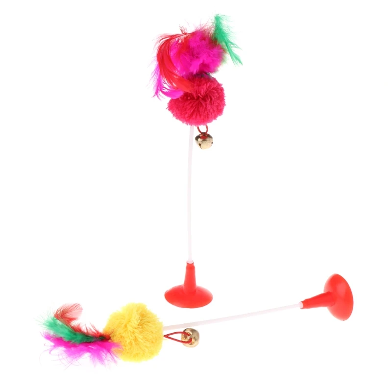 Игрушки для кошек перо мяч снизу присоска с колокольчиком забавная игра котенок