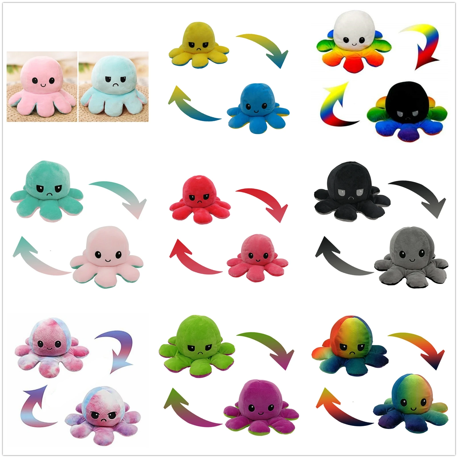 

Doll Stuffed Emotional New Flip Plush supplies Home Stuffed Flip supplies Double-sided Home Toy Kids pulpo Octopus Crossing