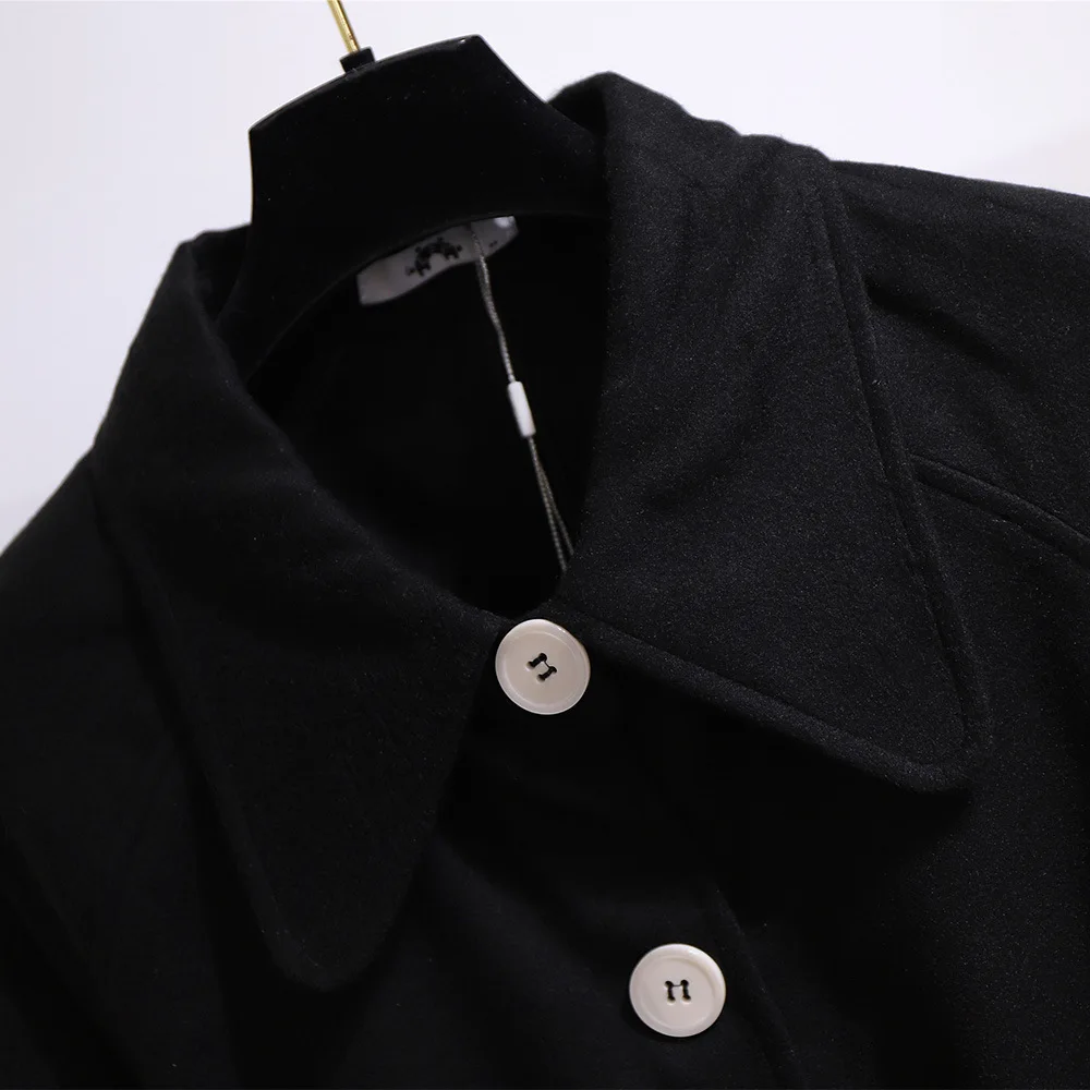 

New Ladies Autumn Winter Plus Size Long Overcoat For Women Large Long Sleeve Loose Black Belt Woollen Coat 3XL 4XL 5XL 6XL 7XL