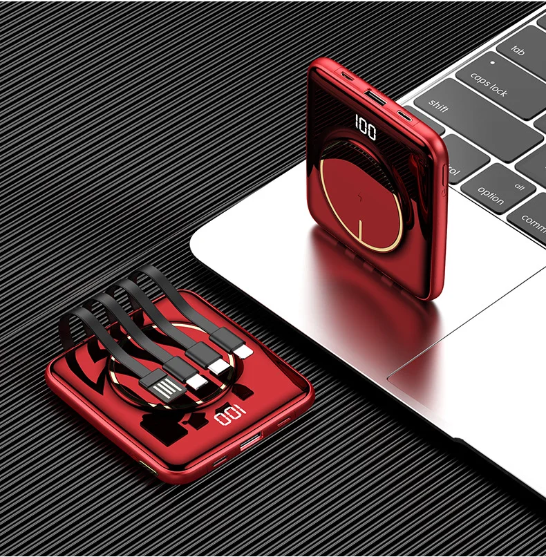 

Беспроводное зарядное устройство Qi 20000 мАч, Внешний аккумулятор со встроенным кабелем, внешний аккумулятор для быстрой зарядки для iPhone 12 Pro, ...