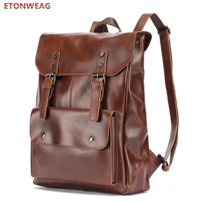 Водонепроницаемый рюкзак из искусственной кожи для мужчин школьная сумка