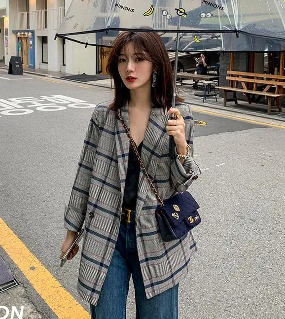 Многоцветный Women Winter Autumn Plaid Suit Jacket Female Coat Fashion Clothing Slim Blazer - Цвет: Многоцветный