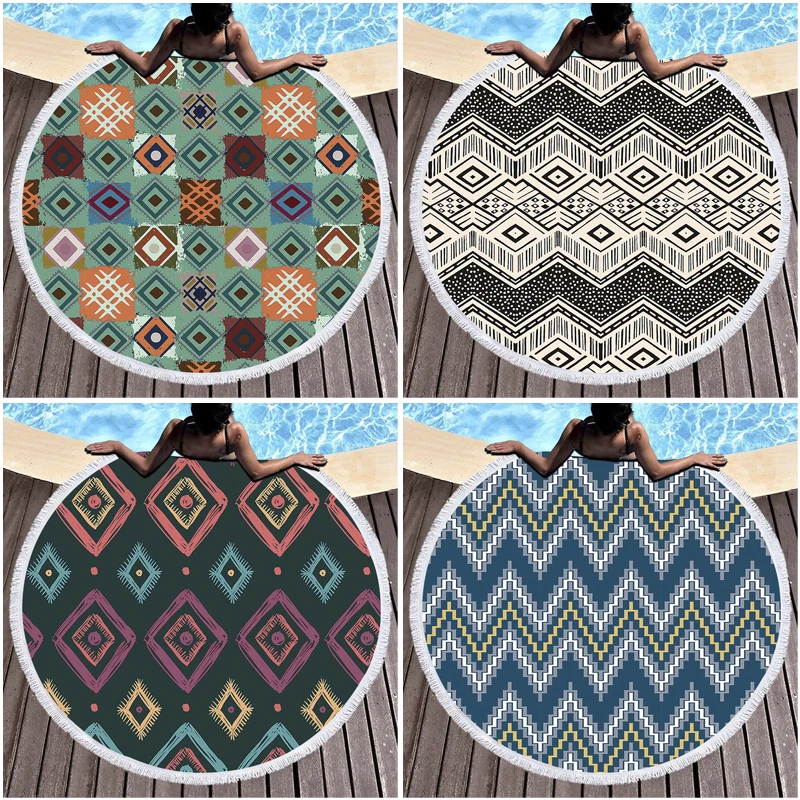Пляжное полотенце из микрофибры в стиле бохо большое для волос пляжное йоги