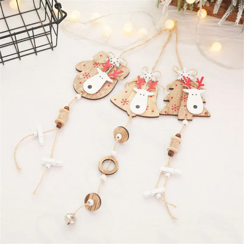 

New Wooden Christmas Tree Reindeer Bell Pendant Decoration DIY Christmas Home Decoration Navidad 2021 Merry Christmas Gift Noel