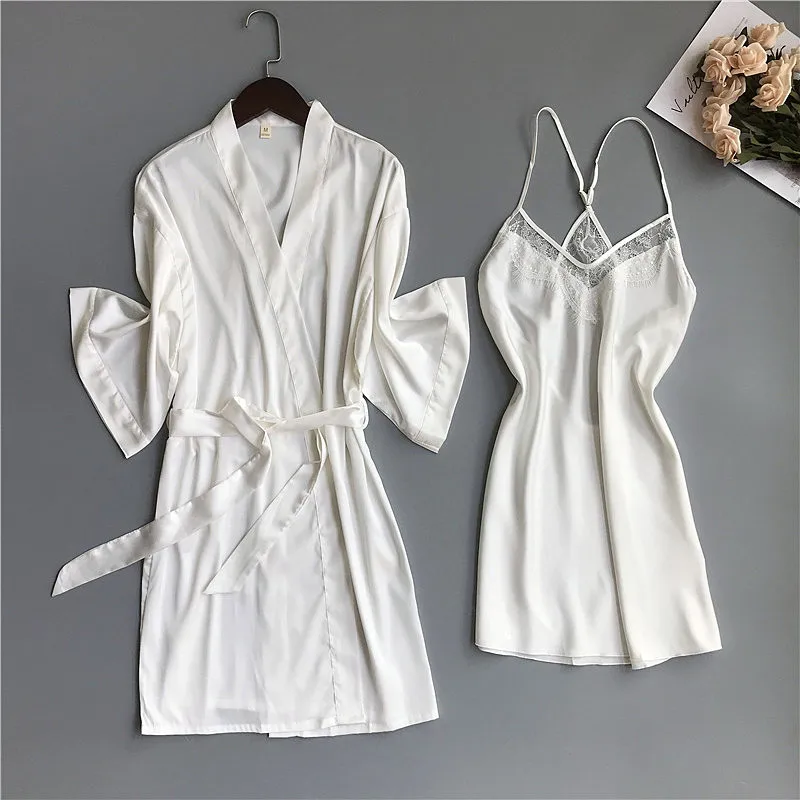 Халат женский кружевной Шелковый | Женская одежда