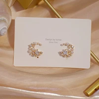 ydl earrings for women moon pearl zircon star flash diamond gold color exquisite stud earring pendant korean fashion jewelry