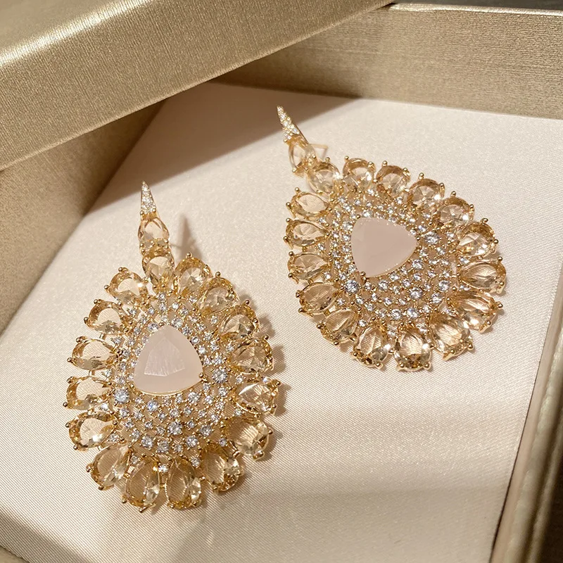 

Bilincolor fashion big luxury pink water drop earring for women