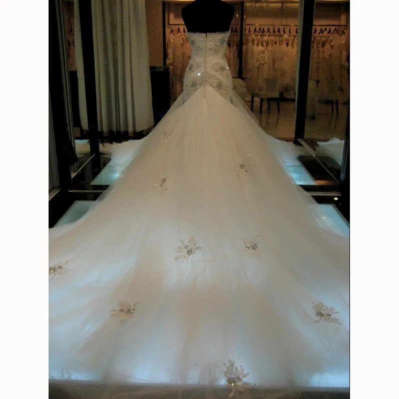 

Hot Sales Sweetheart Neckline Vintage Mermaid Wedding Dresses Beading Appliques Vestido de Custom made Court Train Bridal Gowns