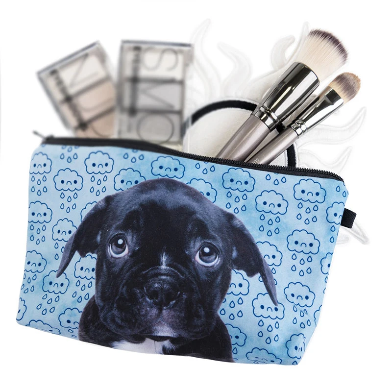 

3D Cat Printed Cosmetic Bags Pug Pattern Cute For Makeup Organizer Necessaries Women Travelling Portable Cosmetic Bags