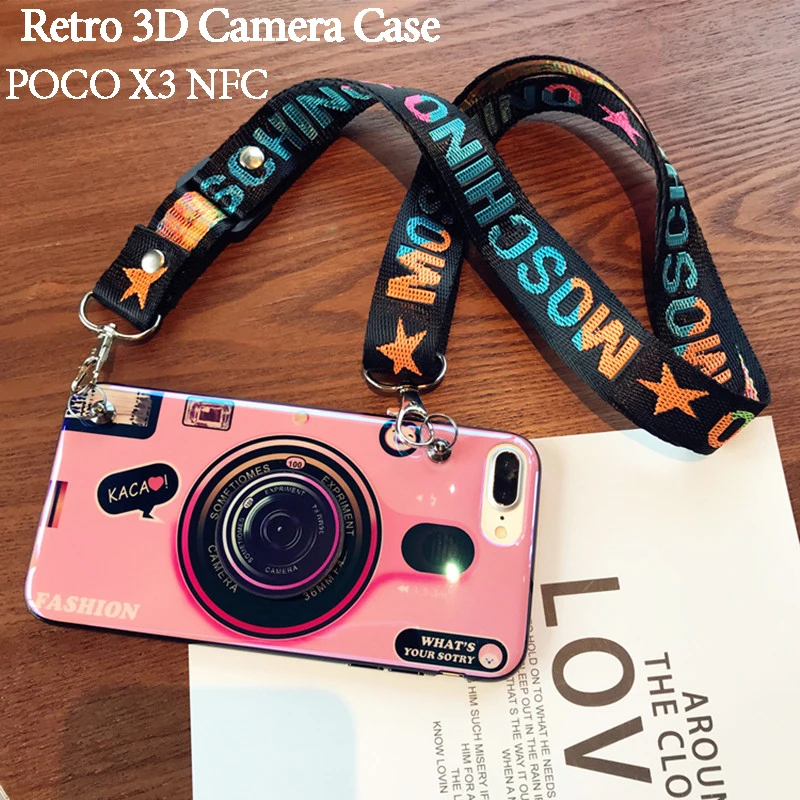 Чехол POCO F3 в стиле ретро 3D чехол для камеры с ремешком Xiaomi X3 NFC Redmi Note 10 силиконовая