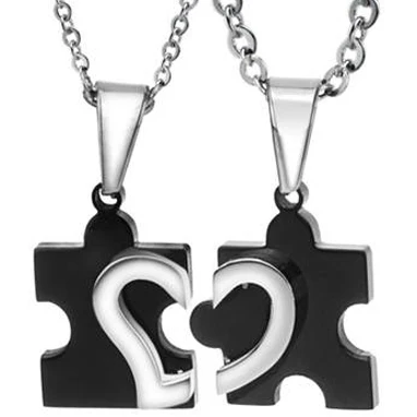 Кулон в виде сердца из титановой нержавеющей стали 2 цвета|pendants for couples|heart pendanttwo