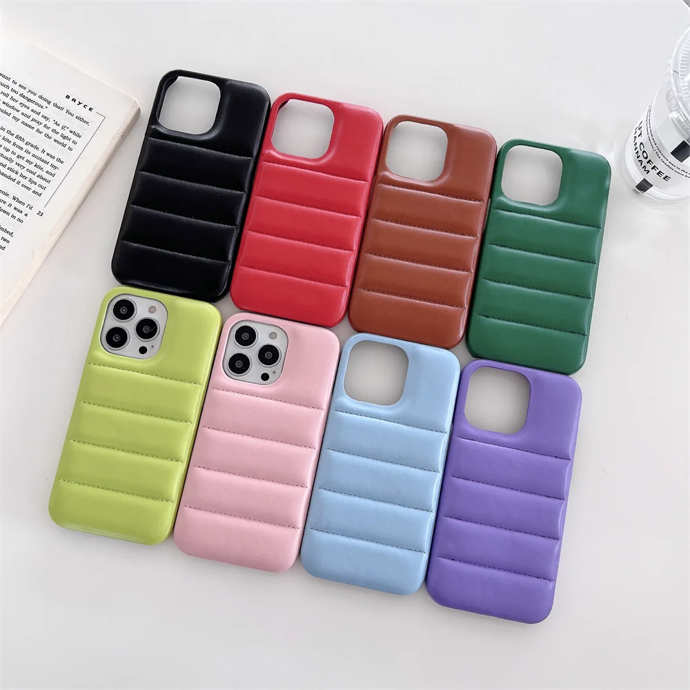 

2021 New Fashion Brand Winter down jacket 3D The Puffer Soft cloth Phone Case For iPhone 13 12 Pro 7 8 X XS XR MAX 11 Back cove