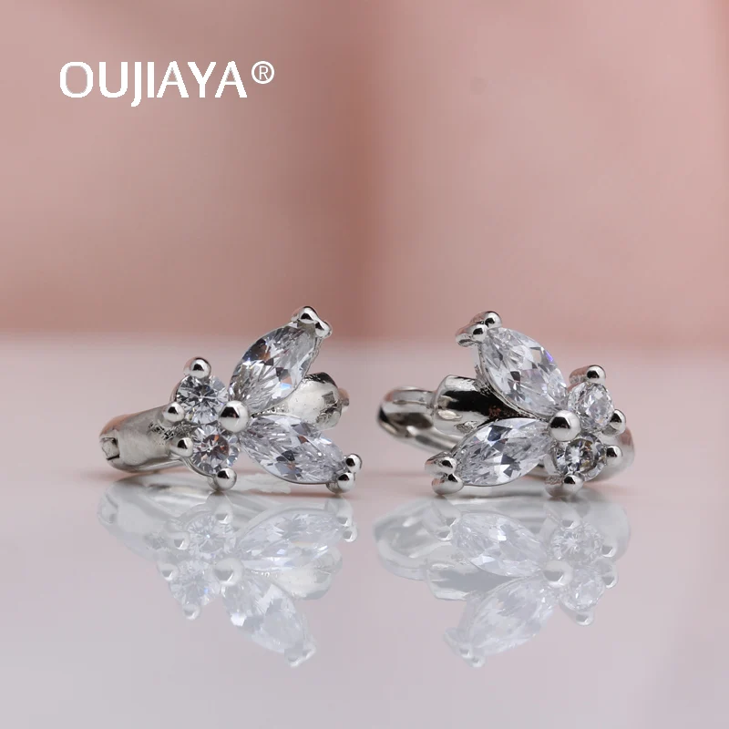 OUJIAYA новые маленькие висячие серьги с бабочкой женские роскошные круглые