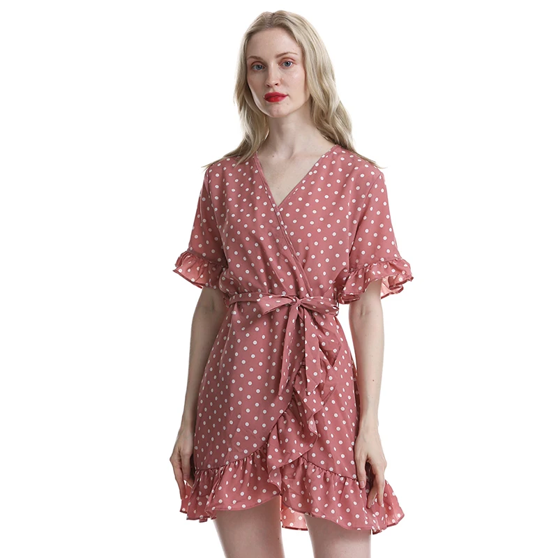 Женское платье с принтом в горошек сексуальное облегающее Повседневное