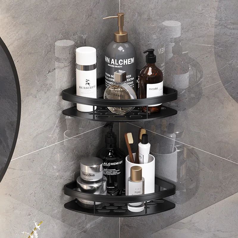

Adhesive Bathroom Shower Corner Shelf Shower Corner Caddy , Drill Free with Glue or Wall Mount with Screws,No Damage Shower Wall