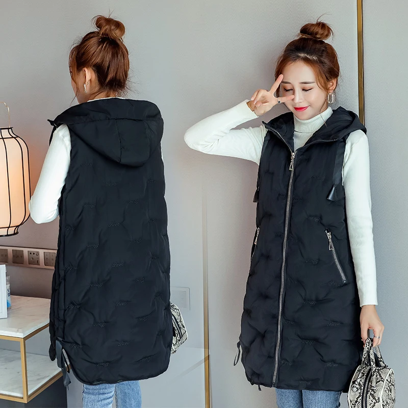 MUMUZI Женский хлопковый жилет длинный стильный пуховый мягкий толстый теплый