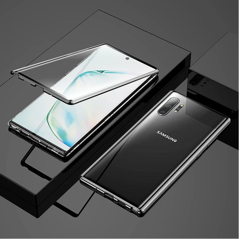 Магнитный металлический стеклянный чехол для телефона samsung Galaxy Note 10, 9, 8, S10, E, 5G, S9, S8 Plus, защитный чехол на магните