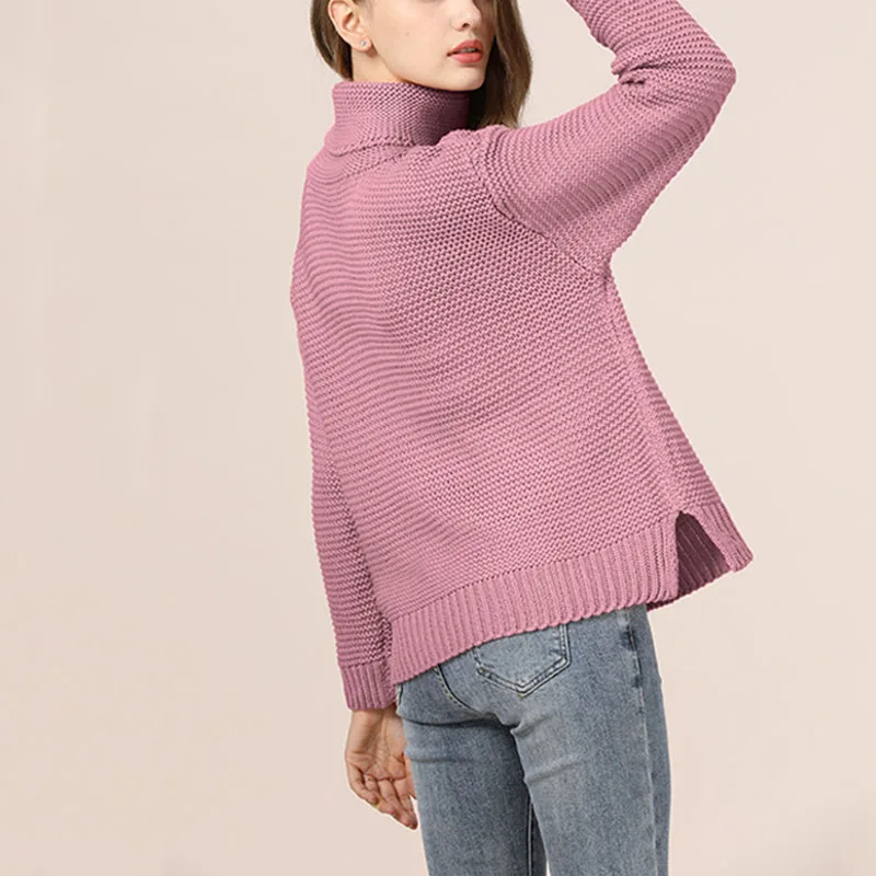 2019 осенние и зимние Новые однотонные свитеры большого размера OL commuter с высоким