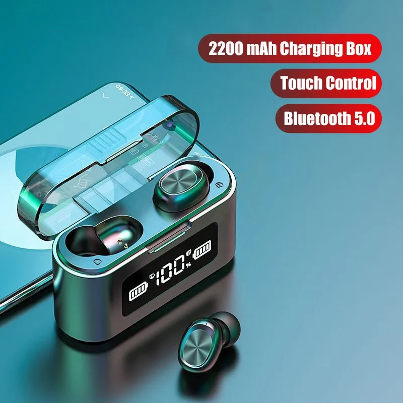 TWS Bluetooth 5 0 наушники 2200 мАч зарядная коробка светодиодный дисплей беспроводные 9D