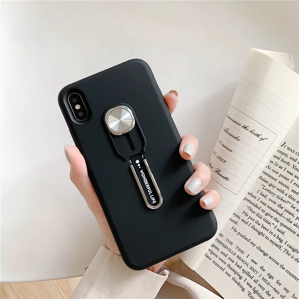 Черный Роскошный чехол для телефона с магнитным кольцом для iphone 11 pro max Xs max XR X 8 7 6s Plus силиконовый автомобильный держатель с кольцом на палец - Цвет: Черный