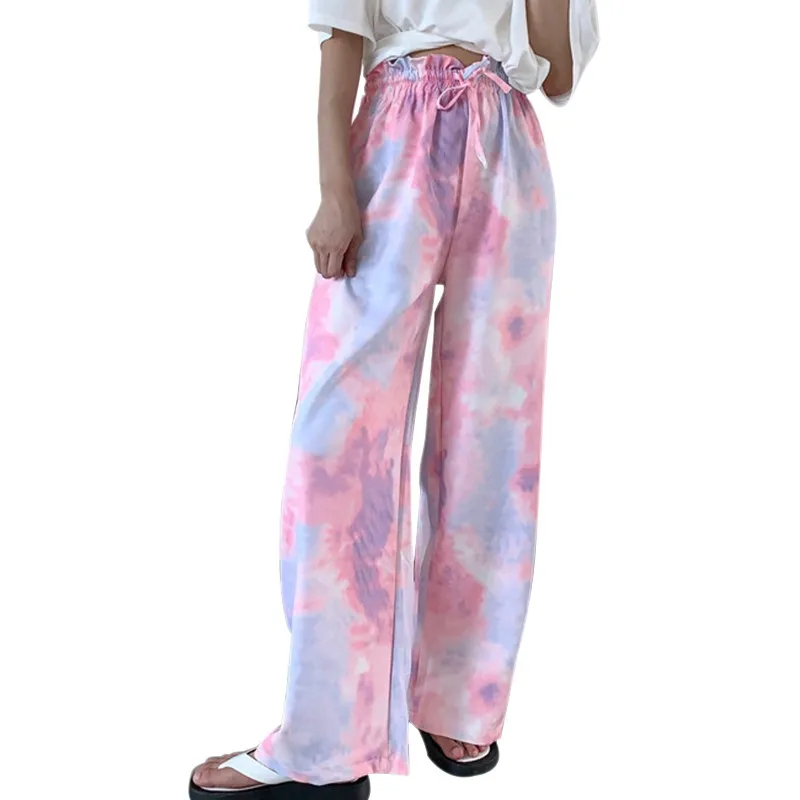 

Pants Women Tie Dye Harajuku Ins Elastic Waist Stylish Art Couples Soft Streetwear Trousers