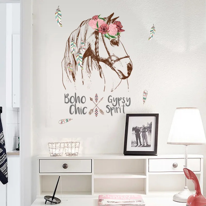 

Wall sticker Colorful Horse sticker on the wall Nordic Vinyl Decal Mural party Home Decor Wall Sticker gift