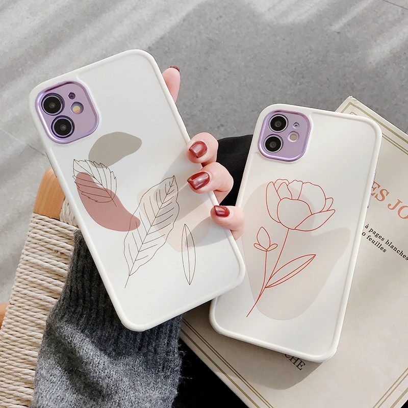 

For iPhone 12 Pro Case Simplicity Flowers Leaf Phone Cases For iPhone 12 Mini 11 Pro Max 7 8 Plus XS Max XR X Soft Bumper Cover