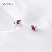 modian lovely mini tiny lucky fish stud earrings for women fashion 925 sterling silver anti allergy ear pin fine jewelry brincos