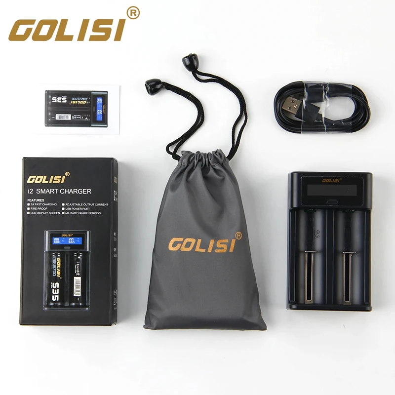 Golisi I2 2A Смарт USB зарядное устройство с дисплеем порт ЖК-экран для Li-ion/Ni-mh/Ni-cd