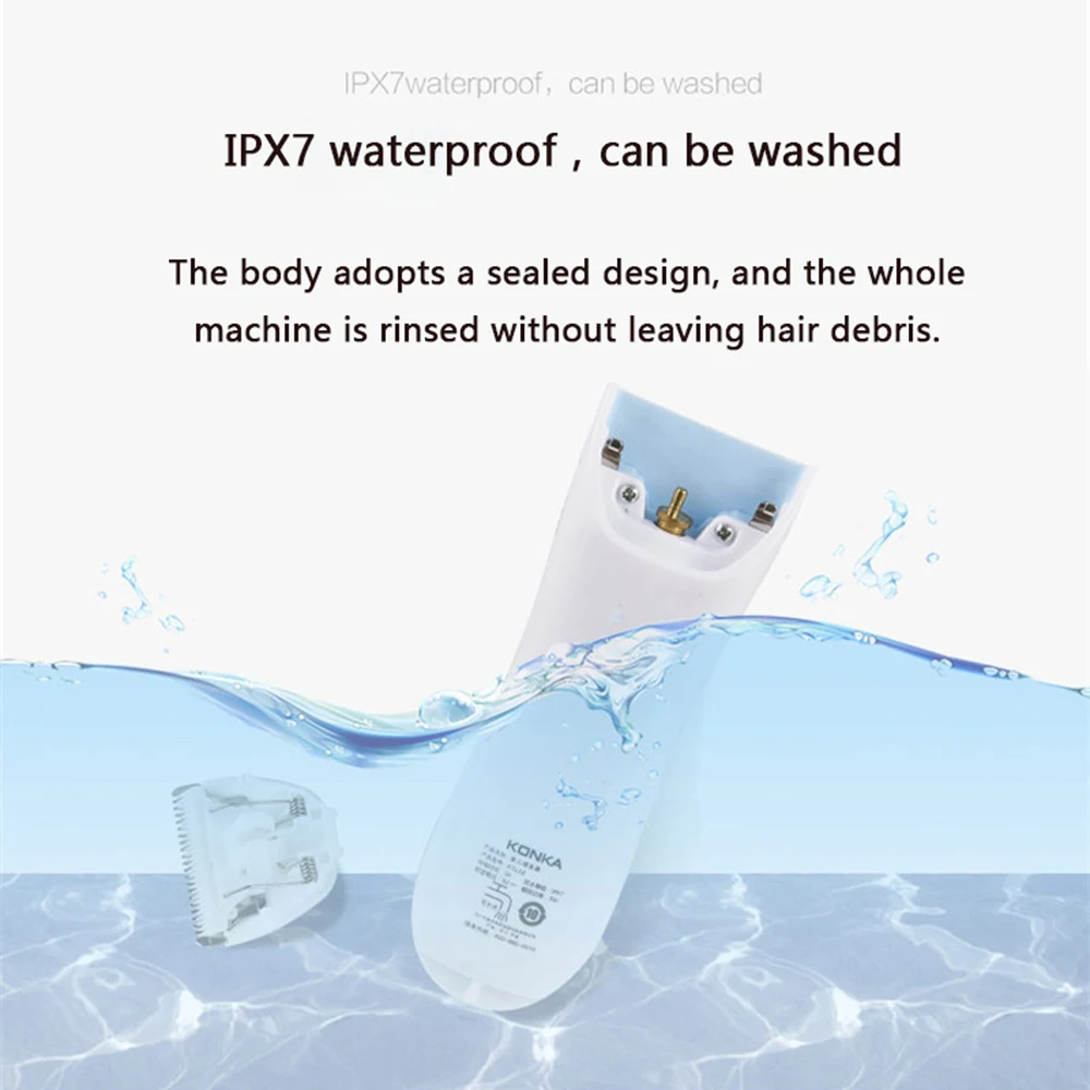 KONKA USB baby electric hair trimmer IPX7 Waterproof R-angle ceramic clipper 600mAh battery Silent earthquake motor | Бытовая техника