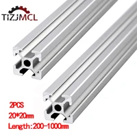 2pcs 2020 aluminum profile silver 200mm 1000mm european standard 2020 t slot aluminum extrusions for cnc laser engraving machine