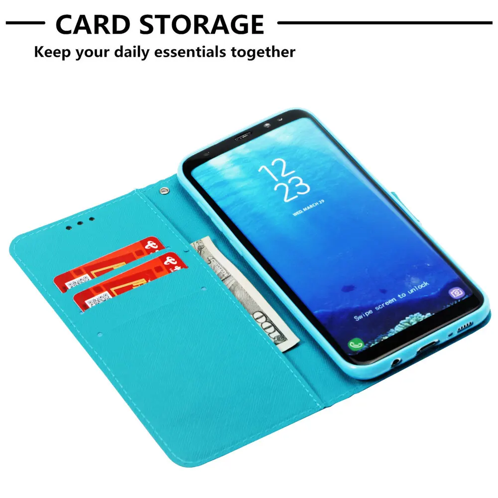 Для Samsung S7 S8 S9 S7edge S8P S9P Чехол книжка с рисунком бабочки единорога для J7 A5 A8 note9 чехол