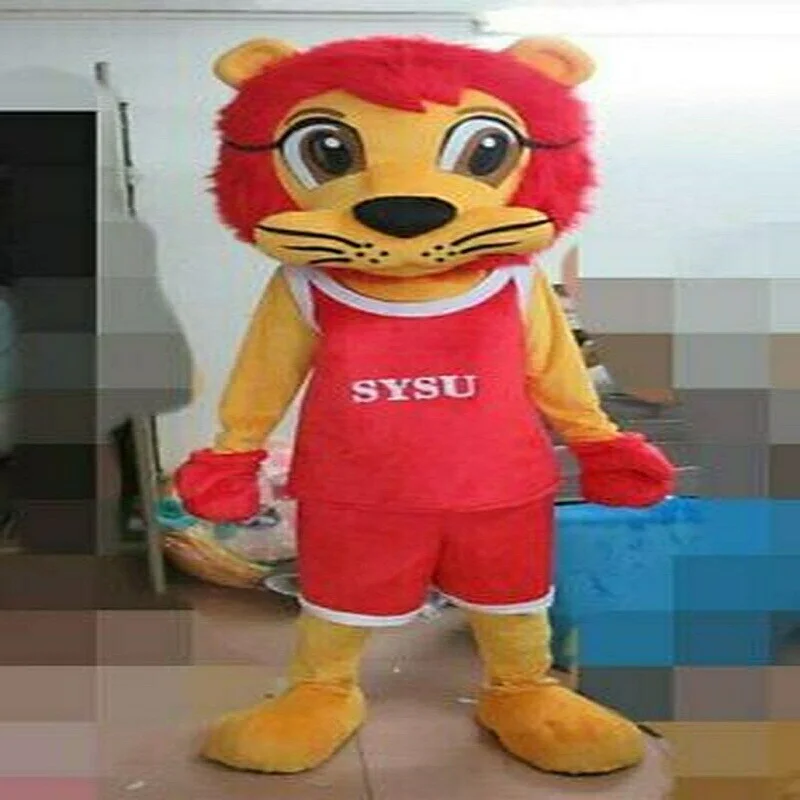 Костюм талисмана Красного льва из мультфильма Карнавальный пушистый костюм