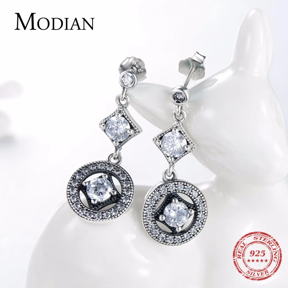 Серьги подвески женские из серебра 925 пробы с фианитом|Серьги-подвески| |