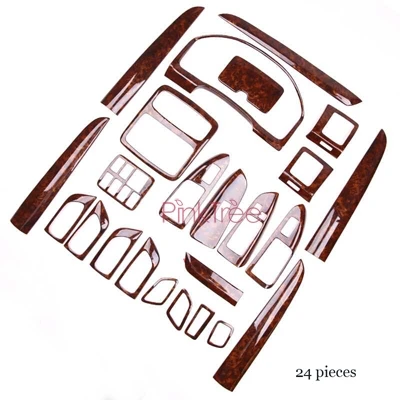 24 pieces Деревянная накладка для отделки интерьера для Toyota Land Cruiser 120 Prado FJ120 2003 4 5 6 7 2009 аксессуары для стайлинга автомобилей 28 шт - Цвет: 24 pieces