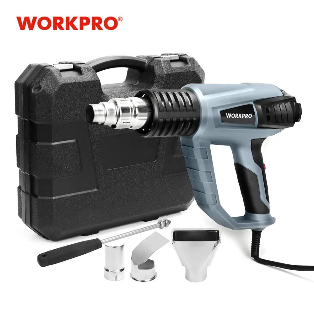 WORKPRO 220V Тепловая пушка 2000 Вт промышленный Электрический фена терморегулятор тепла Пистолеты для упаковки в термоусадочную пленку Термальность нагреватель Пластик коробка