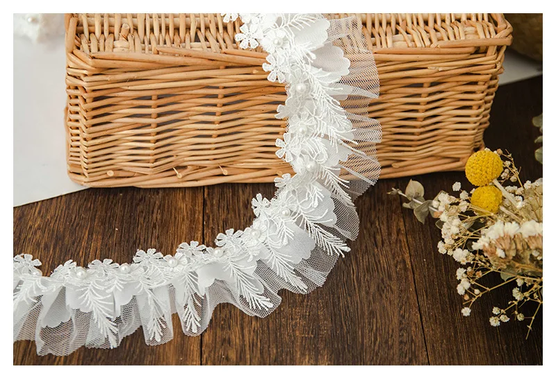 Роскошная сетчатая шифоновая кружевная ткань шириной 6 см отделанная бисером