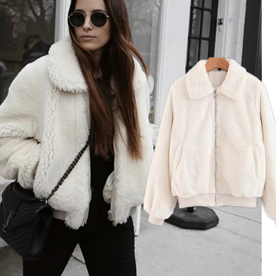 

Withered Winter Jacket Women Ins Fashion Blogger High Street vintage Imitation rabbit hair Short Coat Women Jaqueta Feminina Top