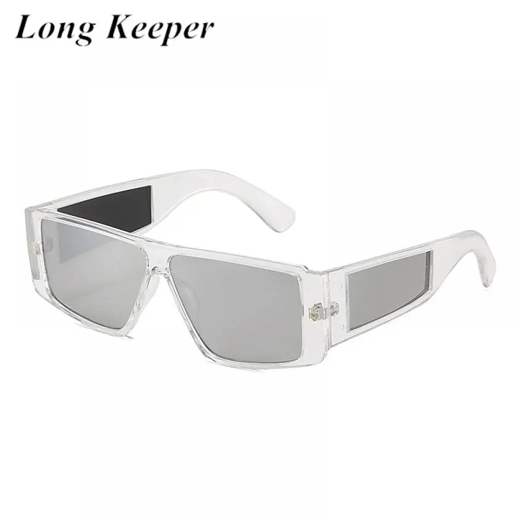 

New Rectangle Sunglasses Women Men Vintage Clear Silver Mirrored Sun Glasses Male Travel Flat Top Shades lunette de soleil femme