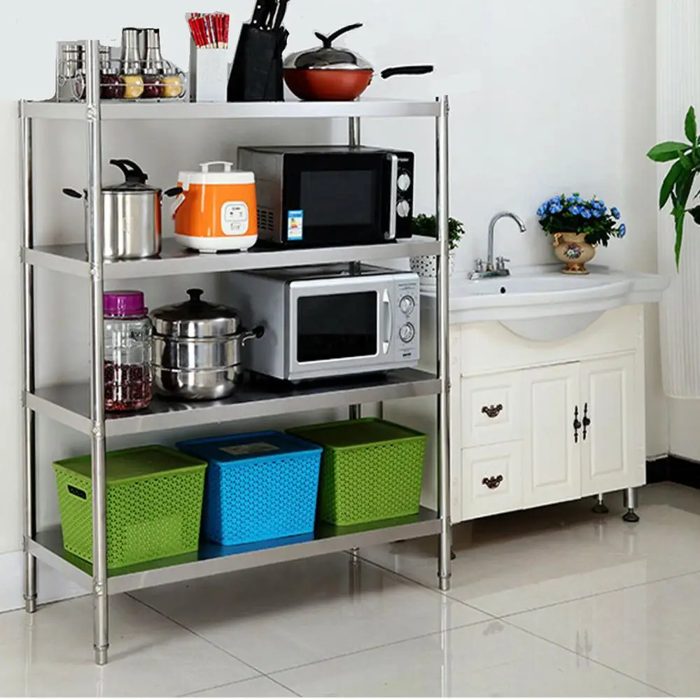 Yonntech 4 ярусный выставочный стеллаж для хранения полки Нержавеющая сталь