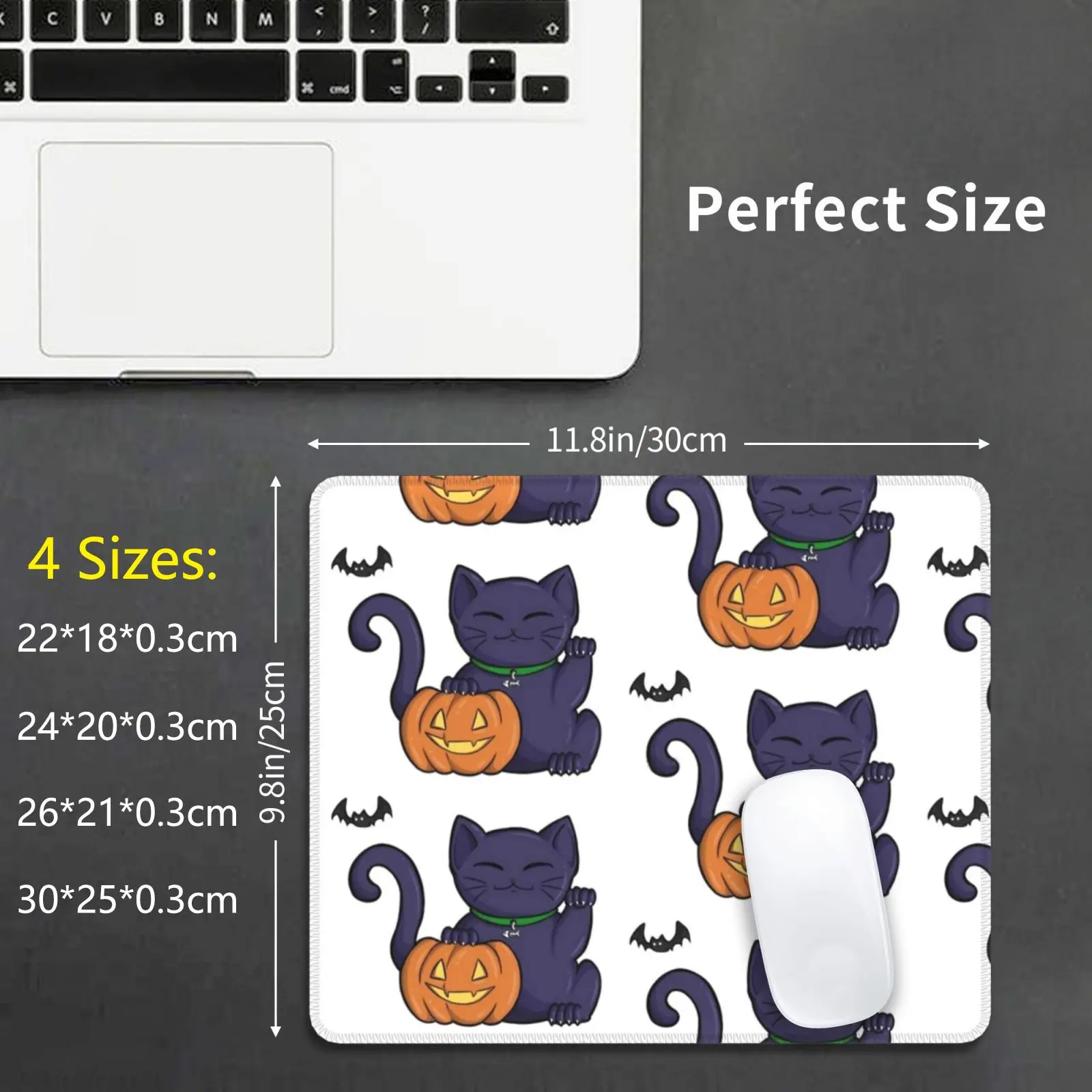 

Коврик для мыши на Хэллоуин, рисунок своими руками, Манеки, Неко, кот, кот на удачу, счастливый кот, Хэллоуин, тыква, летучие мыши