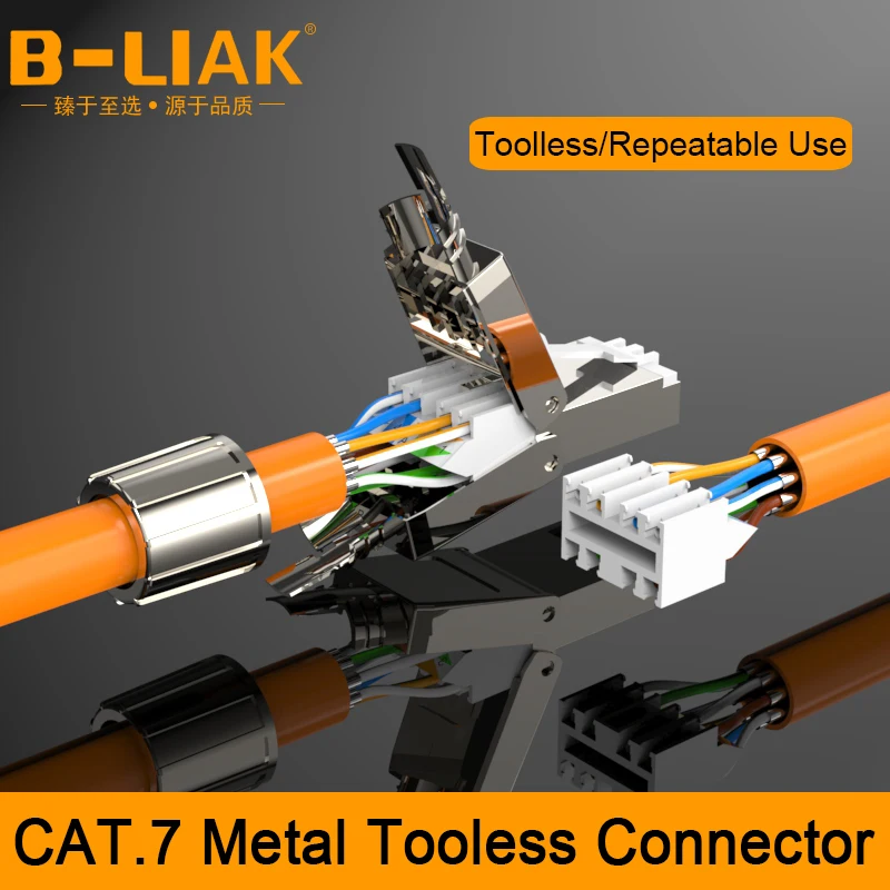 B LIAK RJ45 8P8C STP экранированный полевой разъем для завершения Cat.6A/7 23AWG твердый