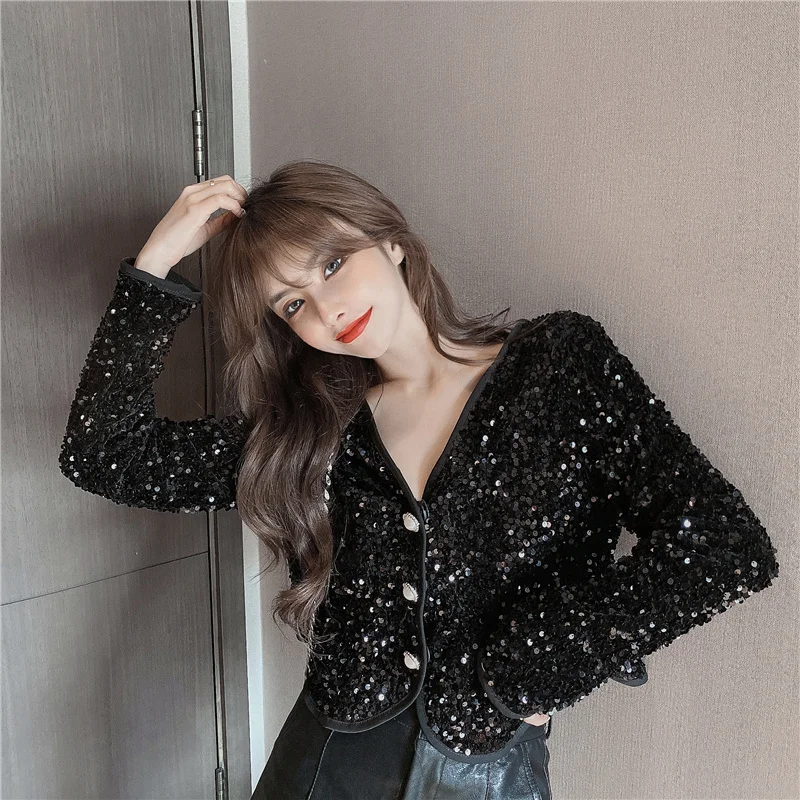 Женское осеннее Свободное пальто с V-образным вырезом и длинными рукавами |