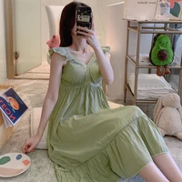 2021 summer sexy lingerie sleeveless v neck nightgowns for women korean cotton long dress nightdress sleepwear night gown nighty
