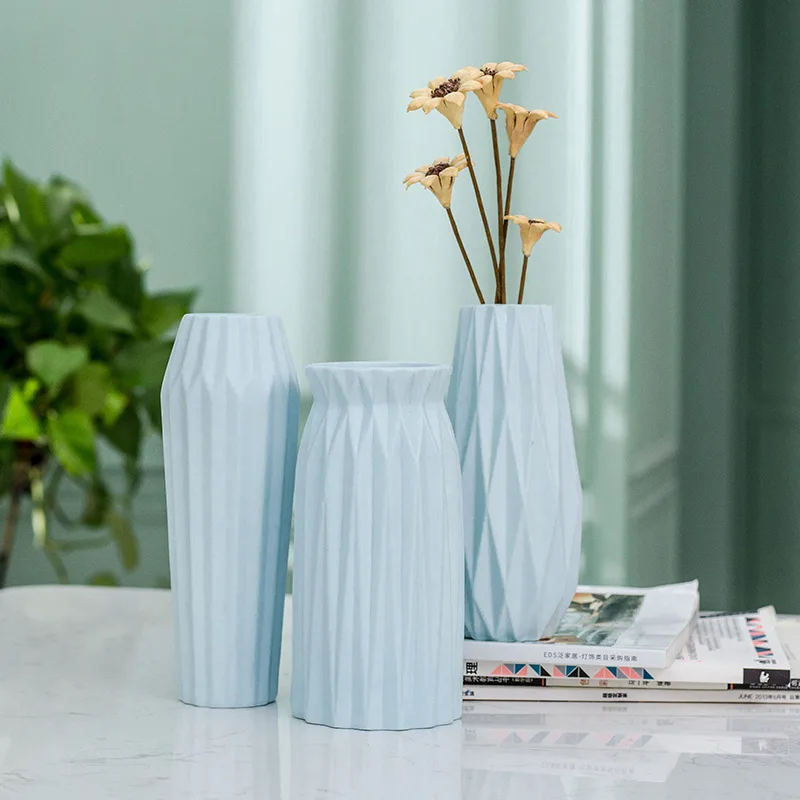 

Nordic Blue Ceramic Vases For Living Room Desktop Dried Flower Vase Ceramic Ornaments Vegetarian Creative Gifts Home Decorations